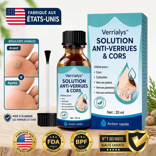 Verrialys™ Solution Anti-Verrues & Cors | Élimine les verrues tenaces en 7 jours, sans douleur ni cryothérapie !