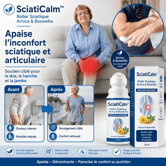 SciatiCalm™ Roller Sciatique Arnica & Boswellia | Élimine les sciatiques brûlantes et l’engourdissement en 24h, avant que vous ne puissiez plus que regarder votre vie passer !