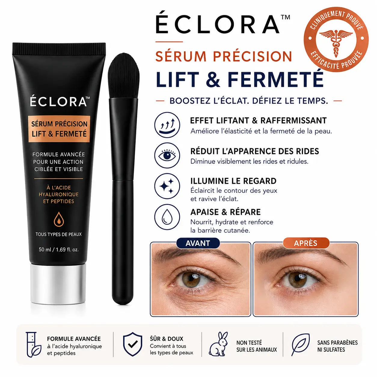 Éclora™ Sérum Précision Lift & Fermeté | Efface vos rides et retend la peau en 7 minutes!