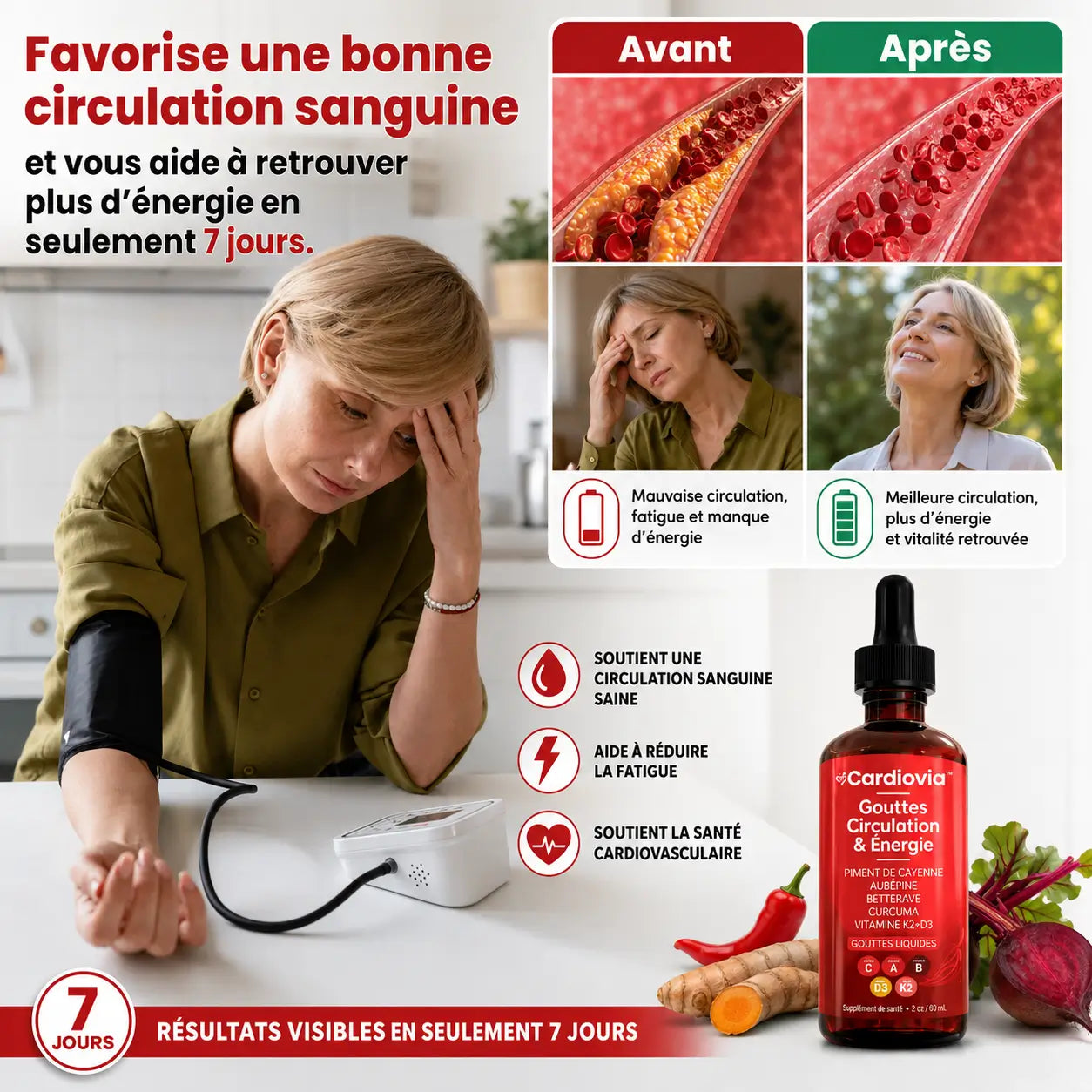 Cardiovia™ Gouttes Circulation & Énergie | Favorisent une bonne circulation sanguine et vous aident à retrouver plus d'énergie en seulement 7 jours