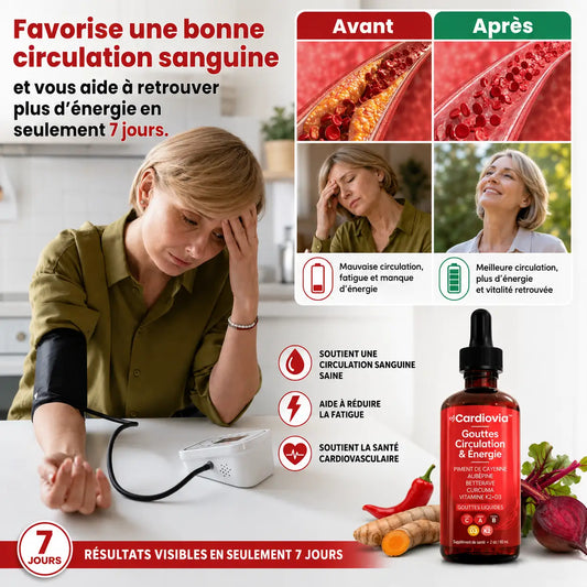Cardiovia™ Gouttes Circulation & Énergie | Favorisent une bonne circulation sanguine et vous aident à retrouver plus d'énergie en seulement 7 jours