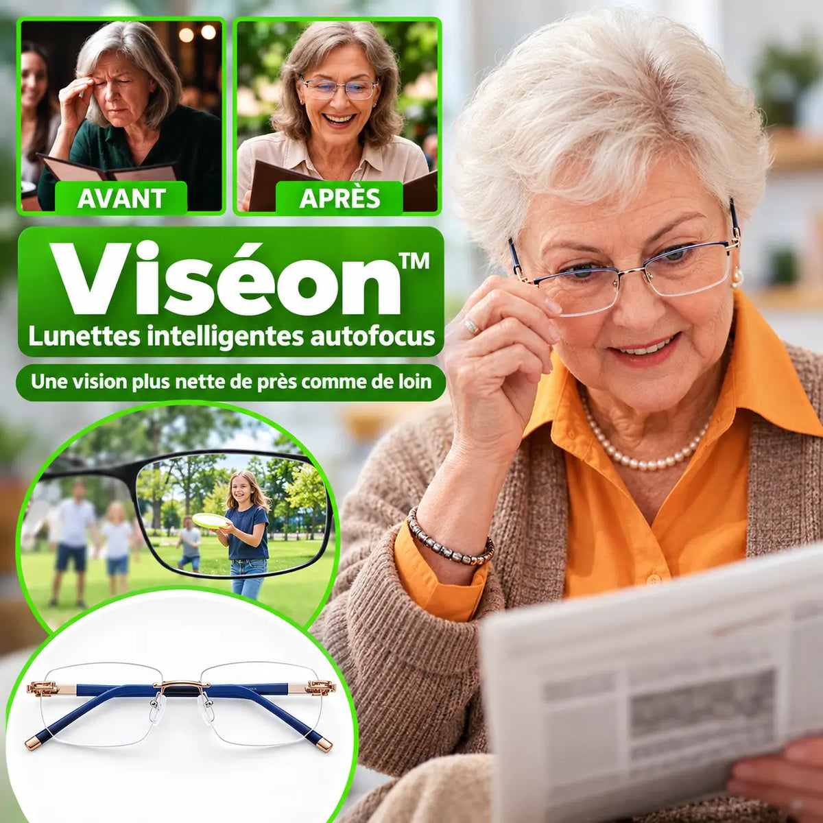 Viséon™ Lunettes Intelligentes Autofocus | Voyez clair à toutes les distances en 3 secondes !