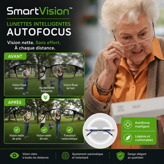 SmartVision™ Lunettes Intelligentes Autofocus | Voyez clair à toutes les distances en 3 secondes !