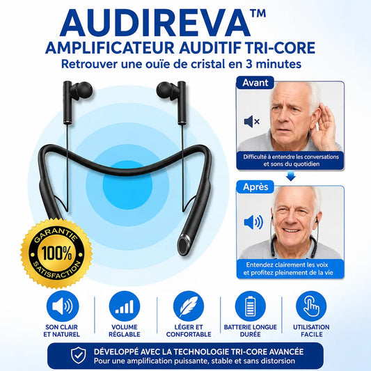 Audireva™ Amplificateur Auditif Tri‑Core | Retrouver une ouïe de cristal en 3 minutes!