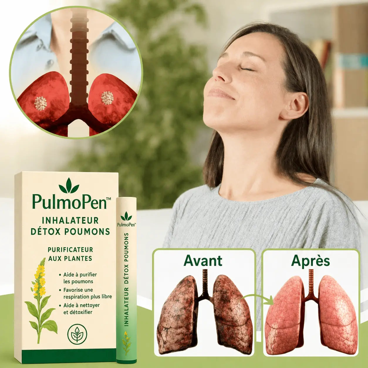 PulmoPen™ Inhalateur Détox Poumons | Dégagez vos bronches, chassez le mucus et respirez plus librement dès les premières inhalations !