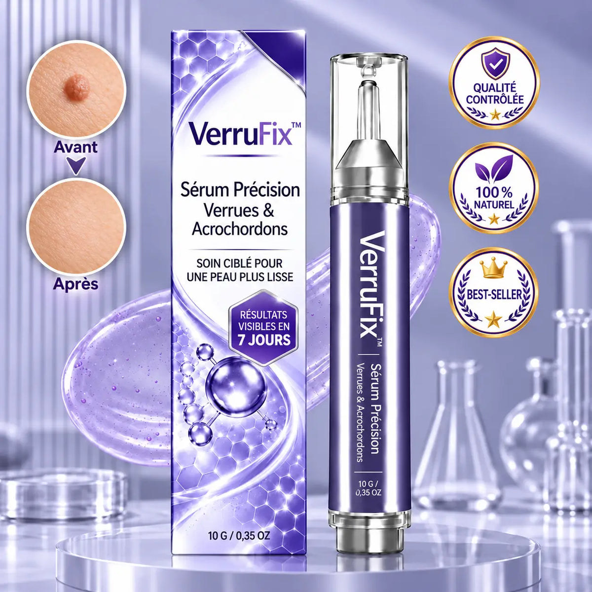 VerruFix™ Sérum Précision Verrues & Acrochordons | Retrouvez une peau plus lisse en 7 jours, sans découpe ni cryothérapie !