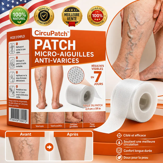 CircuPatch™ Patch Micro-Aiguilles Anti-Varices | Soulagez jambes lourdes, gonflements et veines visibles en 7 jours, sans chirurgie ni bas de contention !