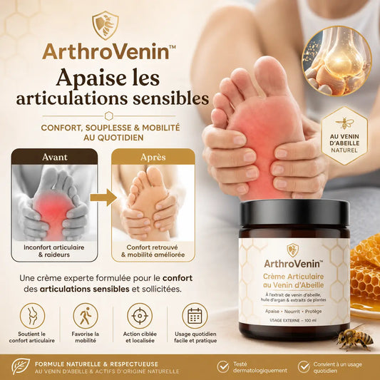 ArthroVenin™ Crème Articulaire au Venin d’Abeille | Pour des articulations sans douleur et une meilleure mobilité !