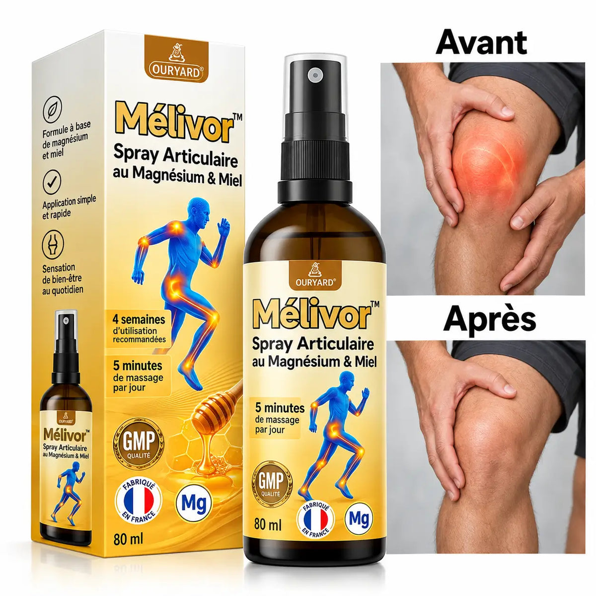 Mélivor™ Spray Articulaire au Magnésium & Miel | Répare vos articulations douloureuses en 10 minutes!