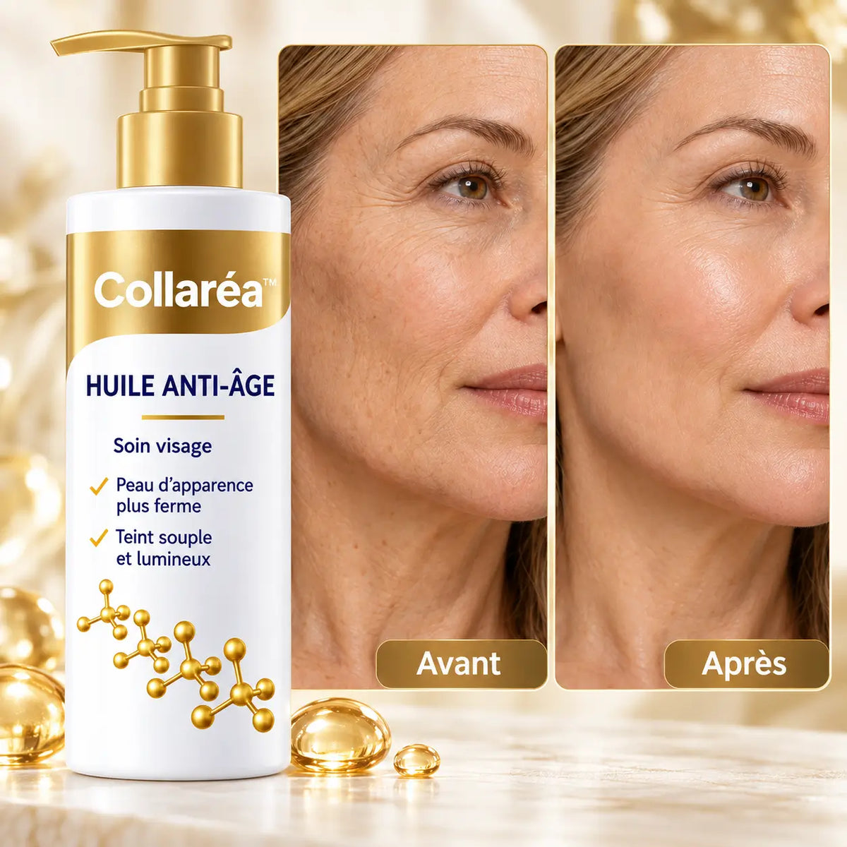 Collaréa™ Huile Anti-Âge | Lifte votre peau et élimine le relâchement jusqu’à 98 % en seulement 24 heures !