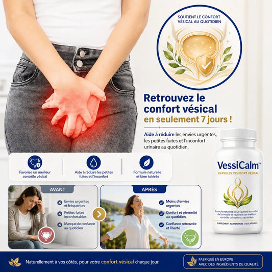 VessiCalm™ Capsules Confort Vésical | Rétablit le plein contrôle de la vessie en seulement 7 jours !