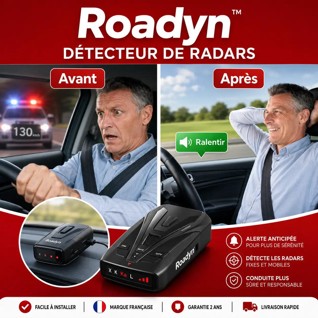 Roadyn™ Détecteur de Radars | Le détecteur de radars qui vous évite les amendes et vous redonne la liberté au volant.