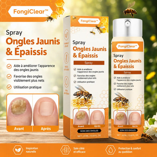 FongiClear™ Spray Ongles Jaunis & Épaissis | Cible la mycose rapidement et aide vos ongles à retrouver un aspect normal !