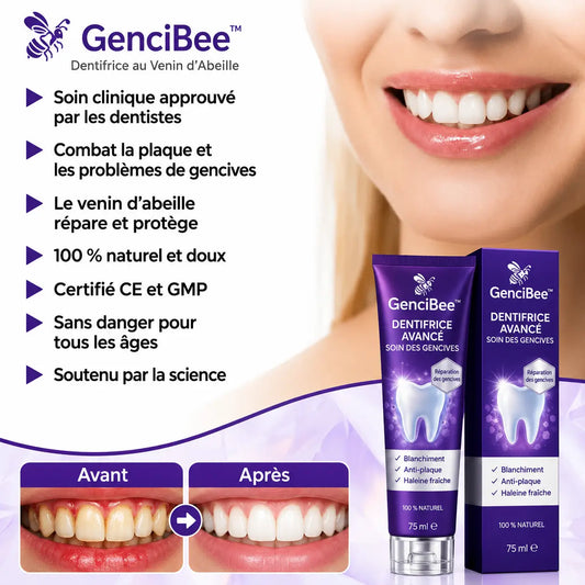 GenciBee™ Dentifrice au Venin d’Abeille | Stoppe les gencives qui saignent et renforce vos dents en 7 jours !