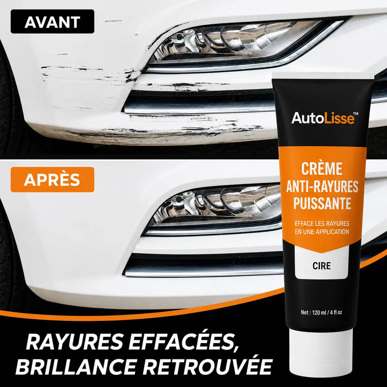AutoLisse™ Crème Anti-Rayures | Effacez rayures et éraflures en quelques secondes, sans carrossier !