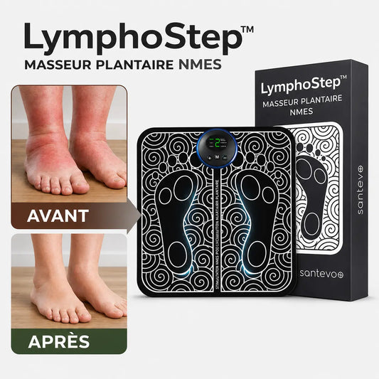 LymphoStep™ Masseur Plantaire NMES | Éliminez les gonflements et retrouvez des jambes légères en seulement 15 minutes !