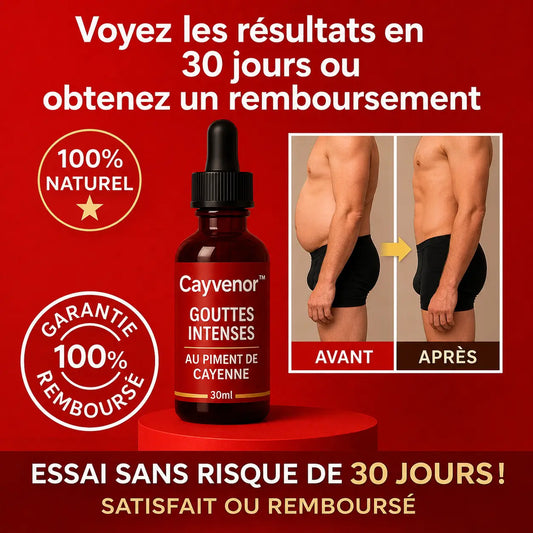 Cayvenor™ Gouttes Intenses au Piment de Cayenne | Retrouvez une érection en 3 minutes chrono !