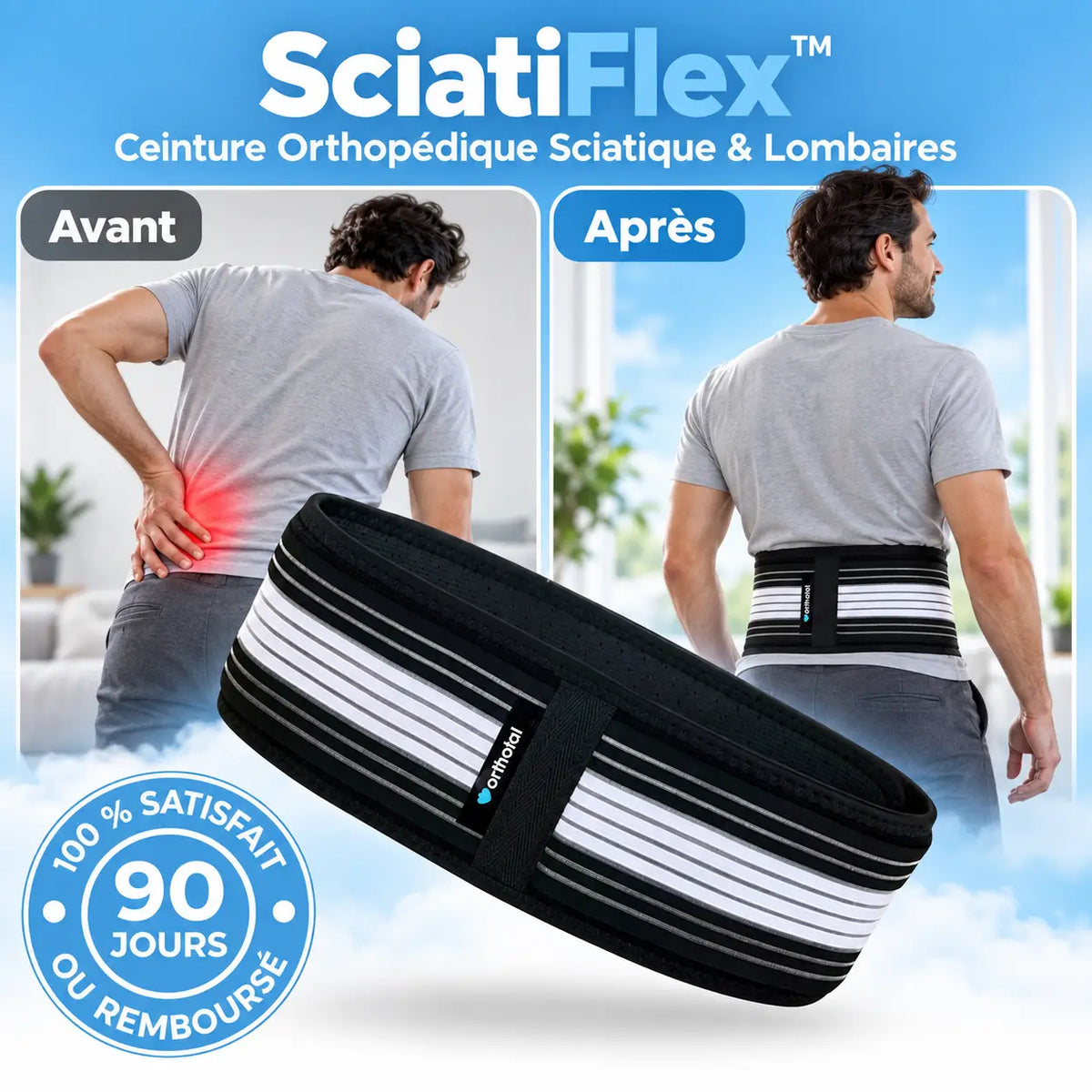 SciatiFlex™ Ceinture Orthopédique Sciatique & Lombaires | Soulagez votre dos dès la première utilisation et bougez sans grimacer !