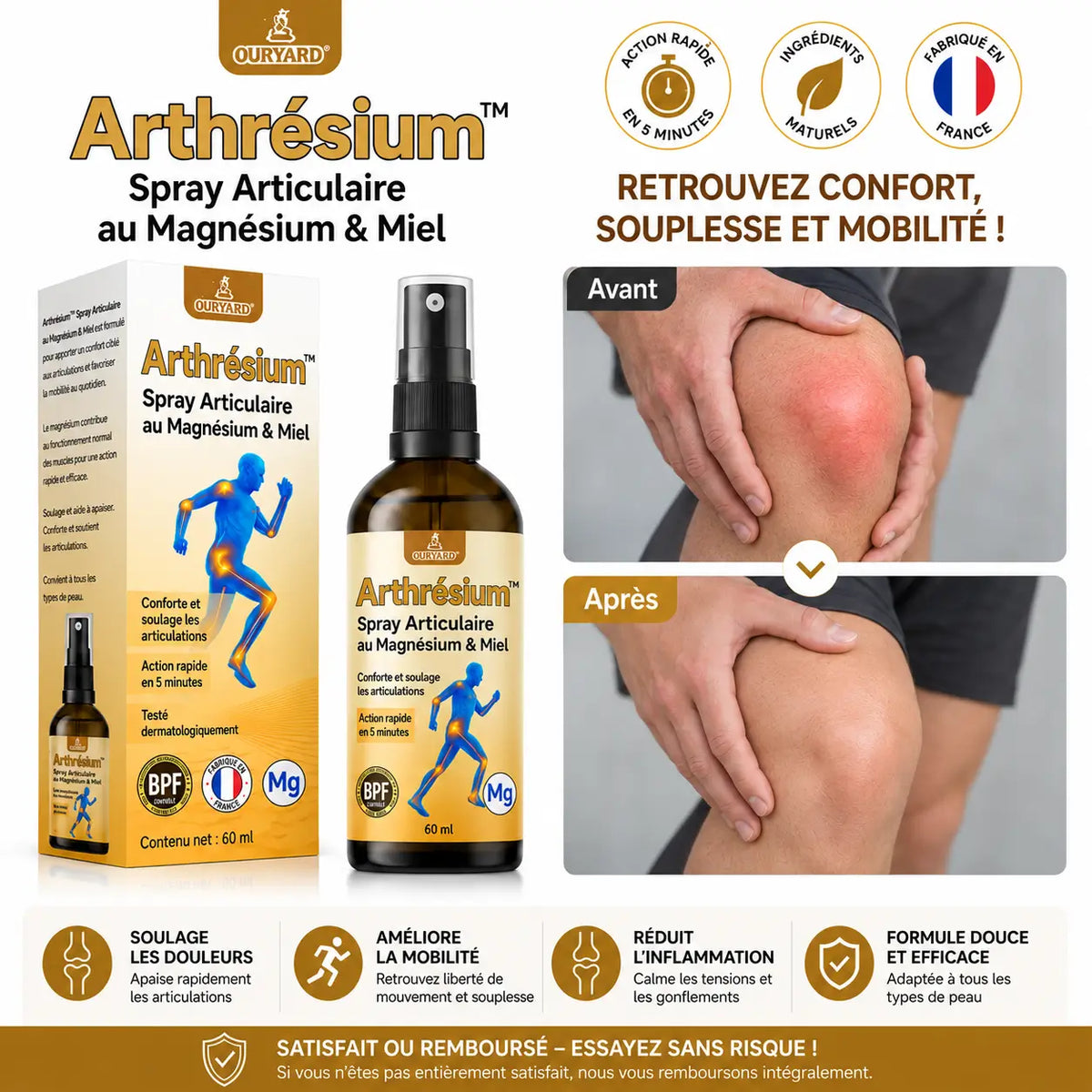 Arthrésium™ Spray Articulaire au Magnésium & Miel | Répare vos articulations douloureuses en 10 minutes!