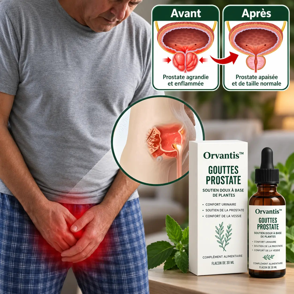 Orvantis™ Gouttes Prostate | Retrouvez un jet puissant et dormez enfin toute la nuit sans interruption !