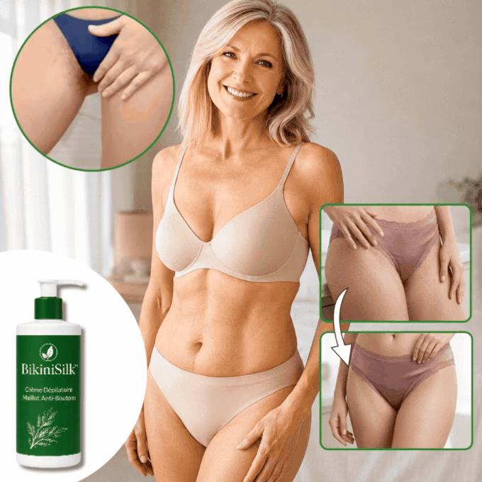 BikiniSilk™ Crème Dépilatoire Maillot Anti-Boutons | Dites adieu aux boutons de rasage disgracieux du maillot à 95 % en 7 jours !