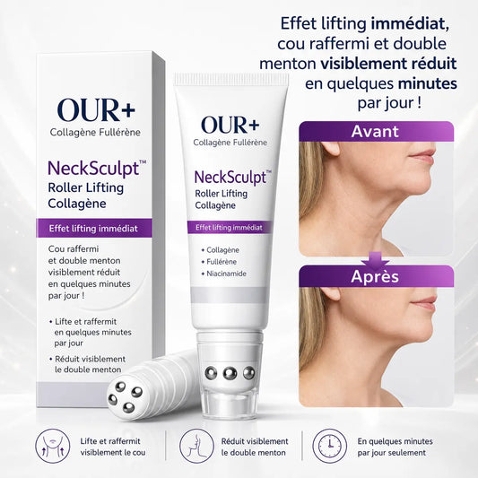 NeckSculpt™ Roller Lifting Collagène | Effet lifting immédiat, cou raffermi et double menton réduit en quelques minutes par jour !