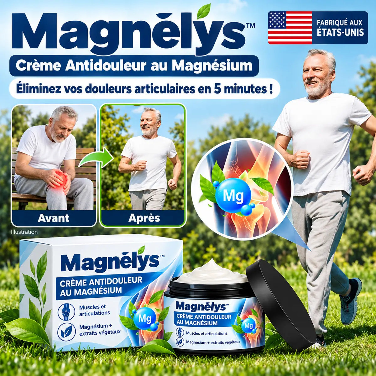 Magnélys™ Crème Antidouleur au Magnésium | Éliminez vos douleurs articulaires en 5 minutes !