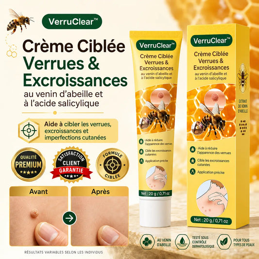 VerruClear™ Crème Ciblée Verrues & Excroissances | Lisse la peau en quelques jours et aide à faire disparaître les zones visibles !