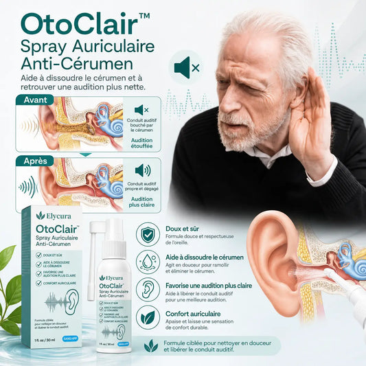 OtoClair™ Spray Auriculaire Anti-Cérumen | Libérez vos oreilles bouchées et retrouvez une audition plus claire en 7 jours !