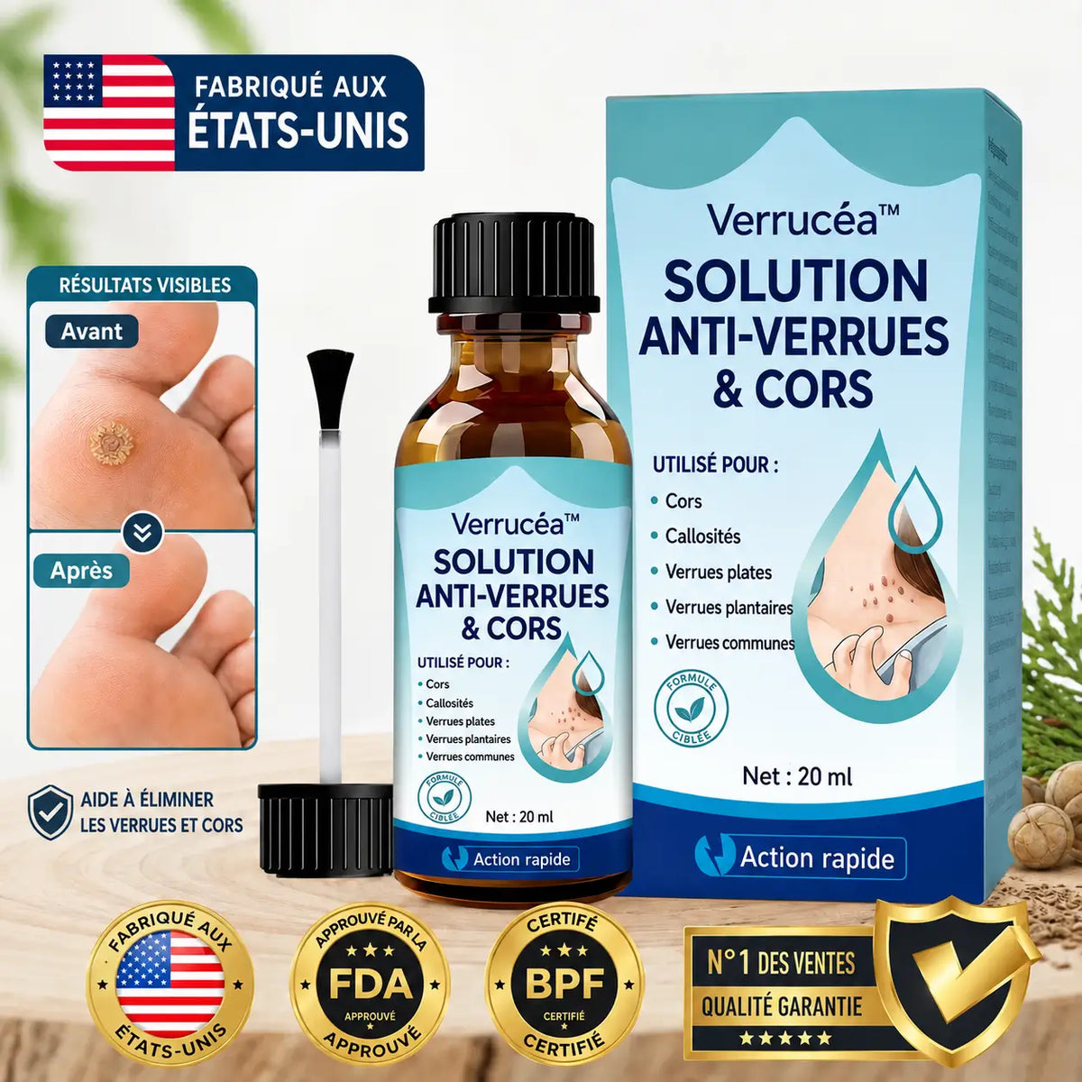 Verrucéa™ Solution Anti-Verrues & Cors | Élimine les verrues tenaces en 7 jours, sans douleur ni cryothérapie !