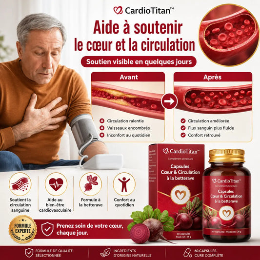 CardioTitan™ Capsules Cœur & Circulation à la betterave | Aidez à nettoyer vos vaisseaux sanguins et à protéger votre cœur en seulement 7 jours !