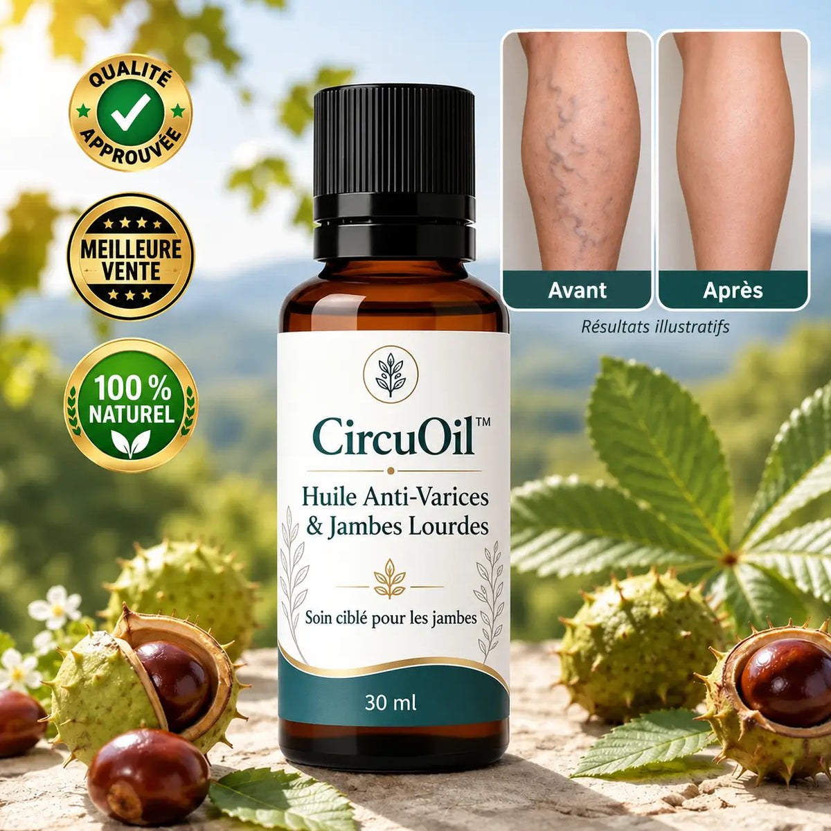 CircuOil™ Huile Anti-Varices & Jambes Lourdes | Réduisez l’apparence des veines visibles et retrouvez des jambes plus légères !