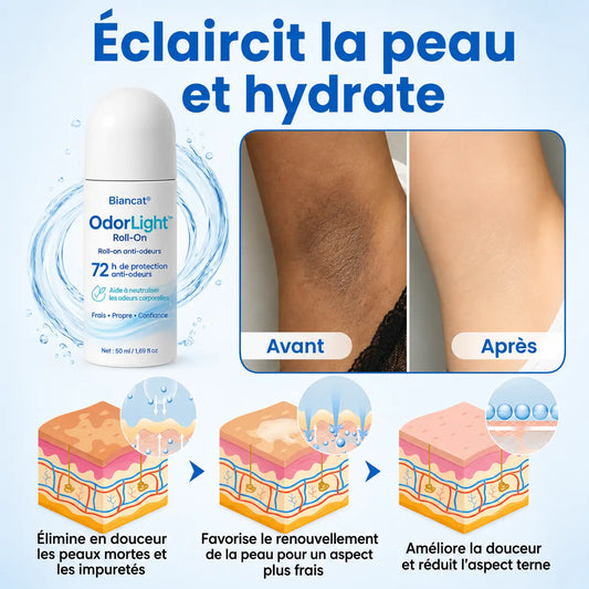 OdorLight™ Roll-On | Stoppez les mauvaises odeurs et retrouvez des aisselles visiblement plus claires !