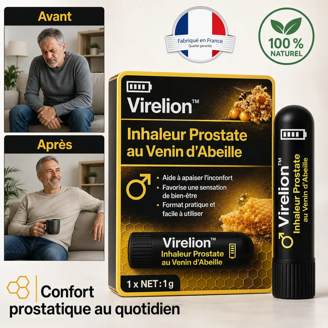 Virelion™ Inhaleur Prostate au Venin d'Abeille | Retrouvez une érection en 3 minutes!