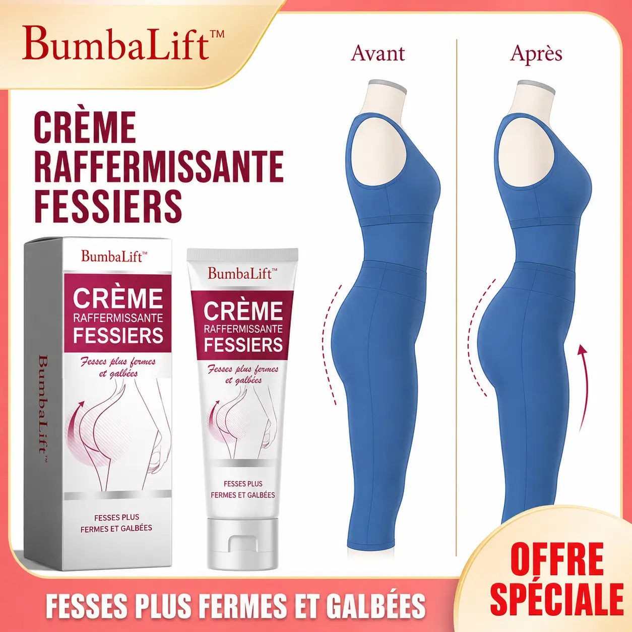 BumbaLift™ Crème Raffermissante Fessiers | Galbez vos courbes et raffermissez votre peau dès les premières applications !