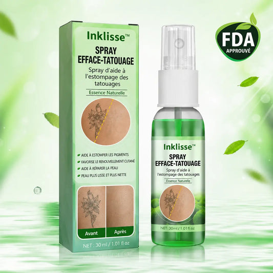 Inklisse™ Spray Efface-Tatouage | Estompez votre tatouage sans laser et retrouvez une peau plus nette jour après jour !