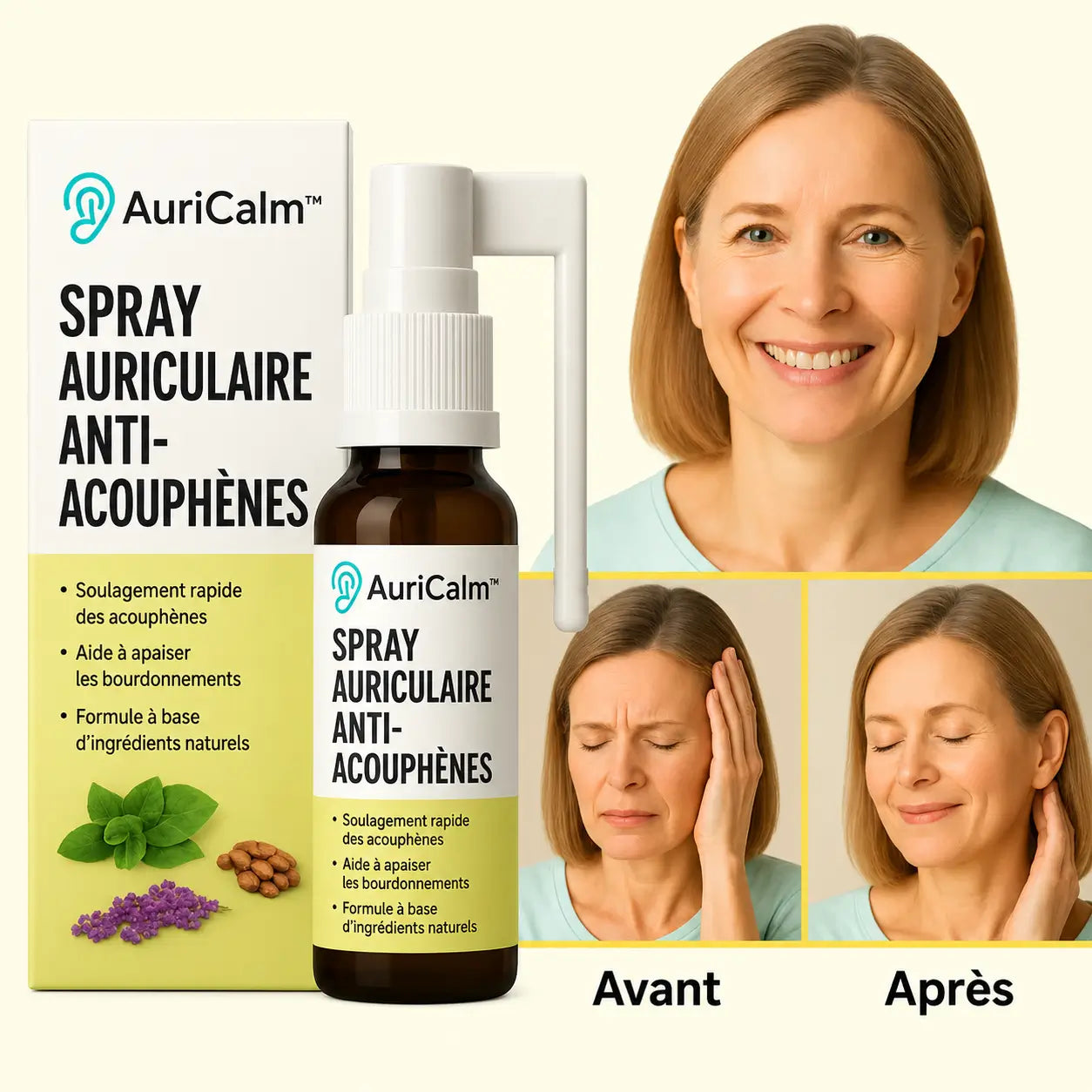 AuriCalm™ Spray Auriculaire Anti-Acouphènes | Fait taire les sifflements en 7 jours seulement!