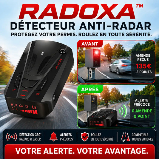 Radoxa™ Détecteur Anti-Radar | Évitez les amendes et conduisez sereinement à chaque trajet !
