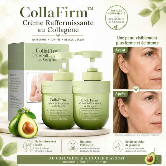 CollaFirm™ Crème Raffermissante au Collagène | Retendez votre peau relâchée et lissez les rides dès les premières applications !