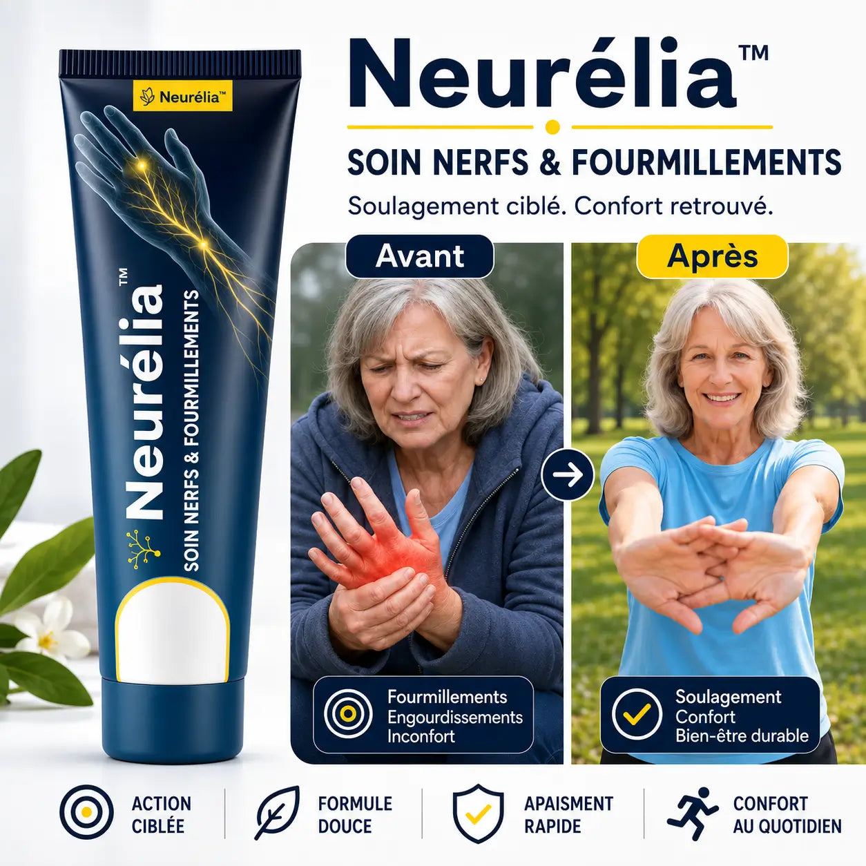Neurélia™ Soin Nerfs & Fourmillements | Soulagement immédiat des engourdissements, des fourmillements et des douleurs !
