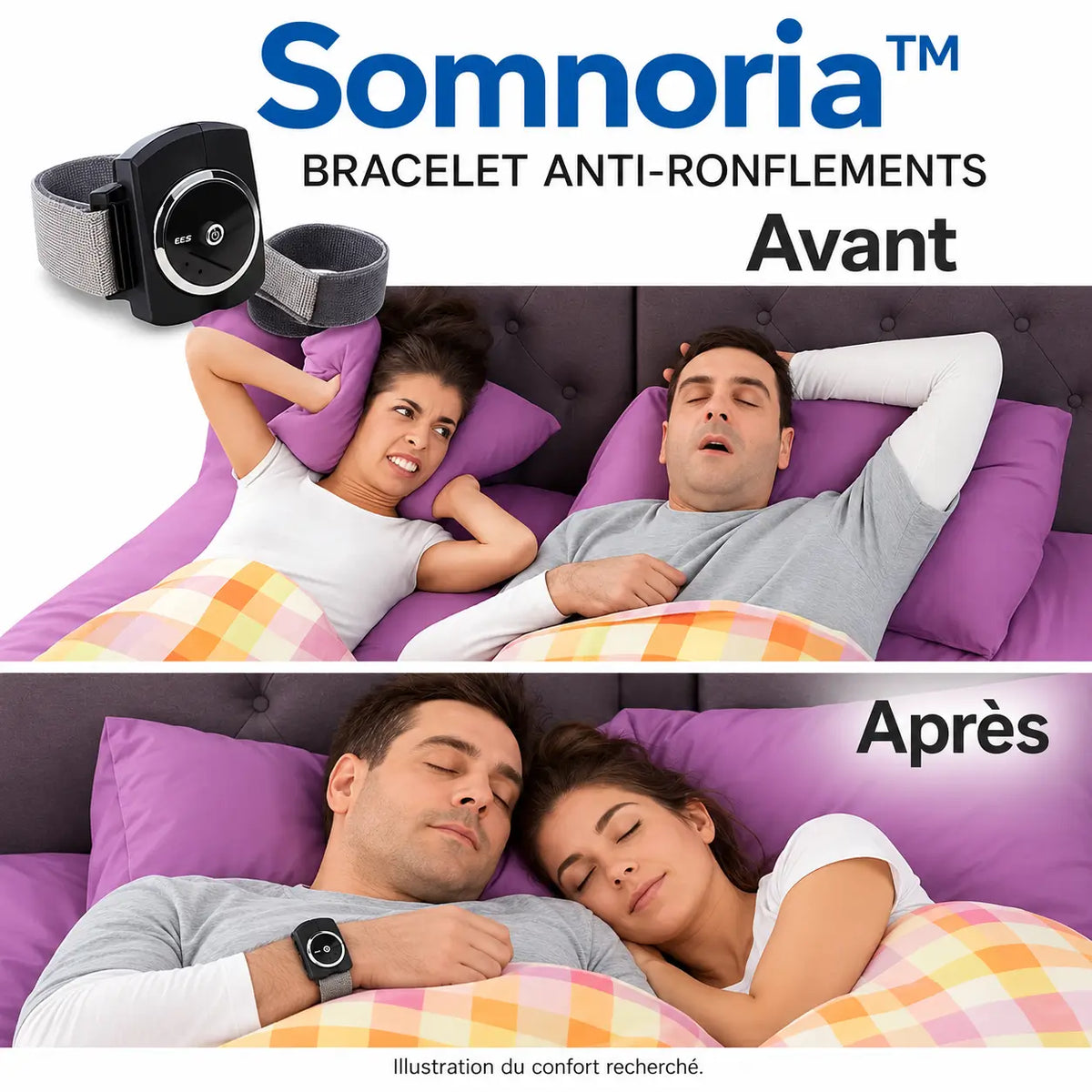 Somnoria™ Bracelet Anti-Ronflements | Stoppe 97 % des ronflements en 24h – sans CPAP ni chirurgie!