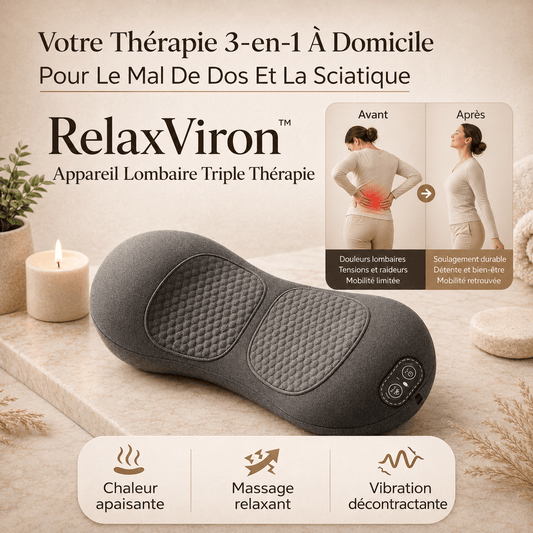 RelaxViron™ Appareil Lombaire Triple Thérapie | Éliminez la sciatique et le mal de dos en 15 minutes par jour !