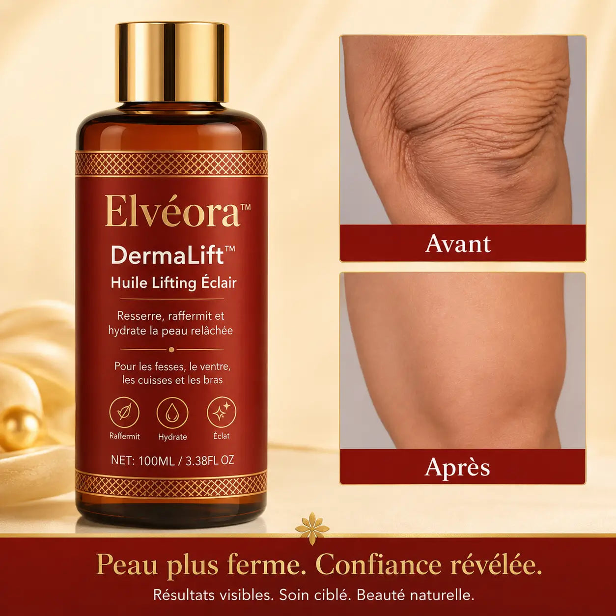 Elvéora™ Huile Lifting Éclair | Raffermit une peau flasque en 24h chrono!