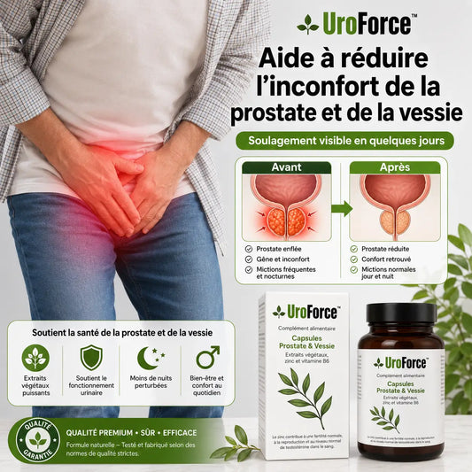 UroForce™ Capsules Prostate & Vessie | Réduisez l'inflammation de la prostate jusqu'à 95 % en 5 jours !
