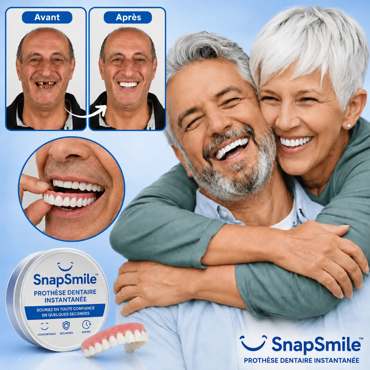 SnapSmile™ Prothèse Dentaire Instantanée | Un sourire éclatant sans dentiste en 10 secondes !