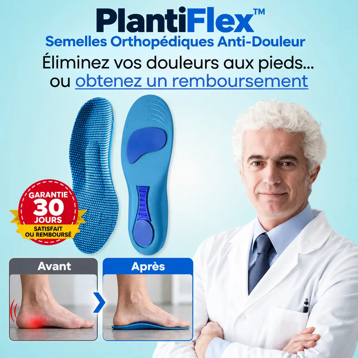 PlantiFlex™ Semelles Orthopédiques Anti-Douleur | Soulagez vos pieds dès la première utilisation et remarchez sans grimacer !