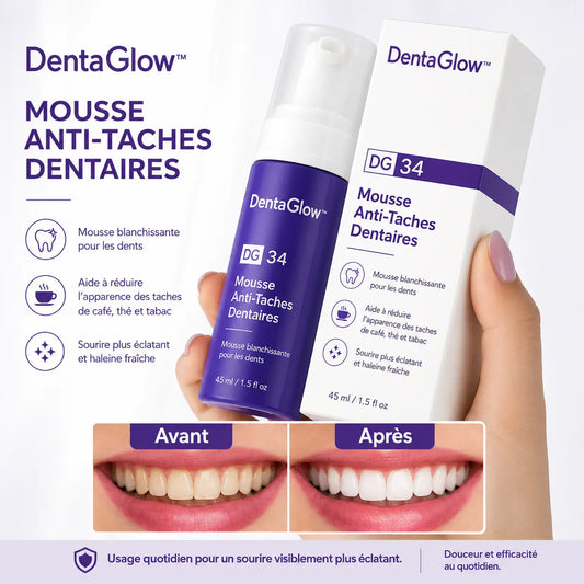 DentaGlow™ Mousse Anti-Taches Dentaires | Supprime le jaune et rend vos dents éclatantes dès la 1ère utilisation!