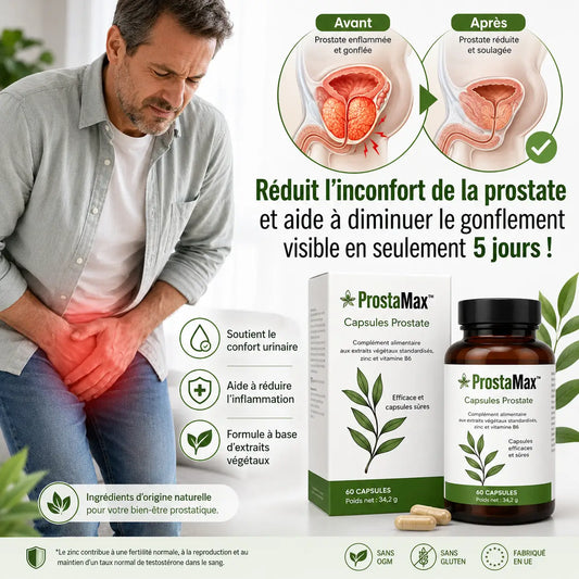 ProstaMax™ Capsules Prostate | Réduisez l'inflammation de la prostate jusqu'à 95 % en 5 jours !