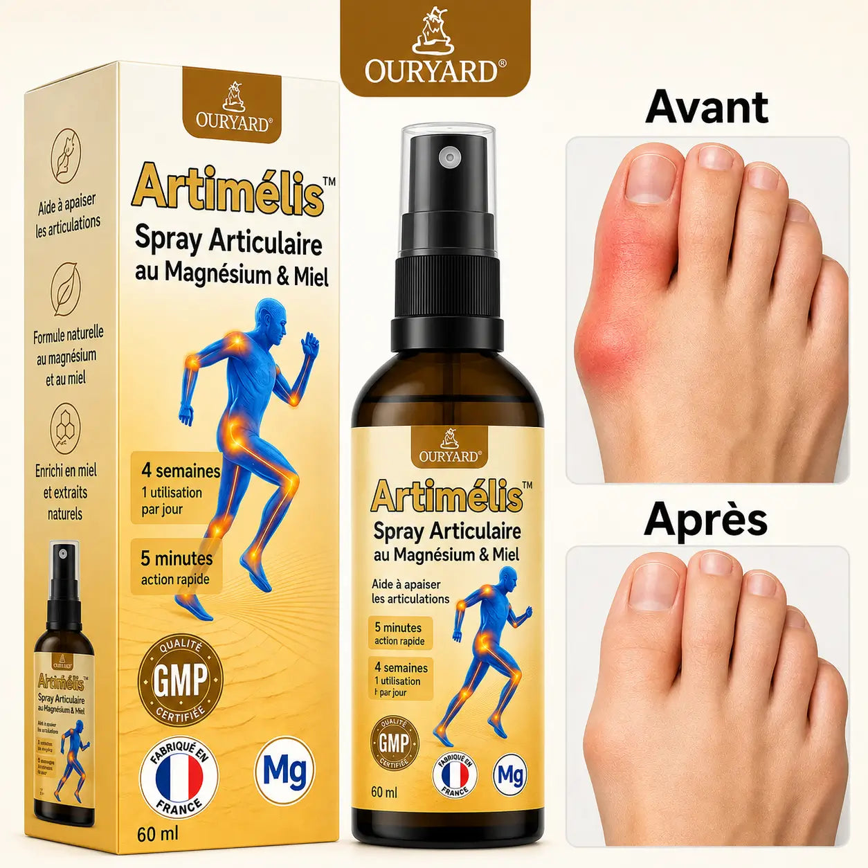 Artimélis™ Spray Articulaire au Magnésium & Miel | Répare vos articulations douloureuses en 10 minutes!