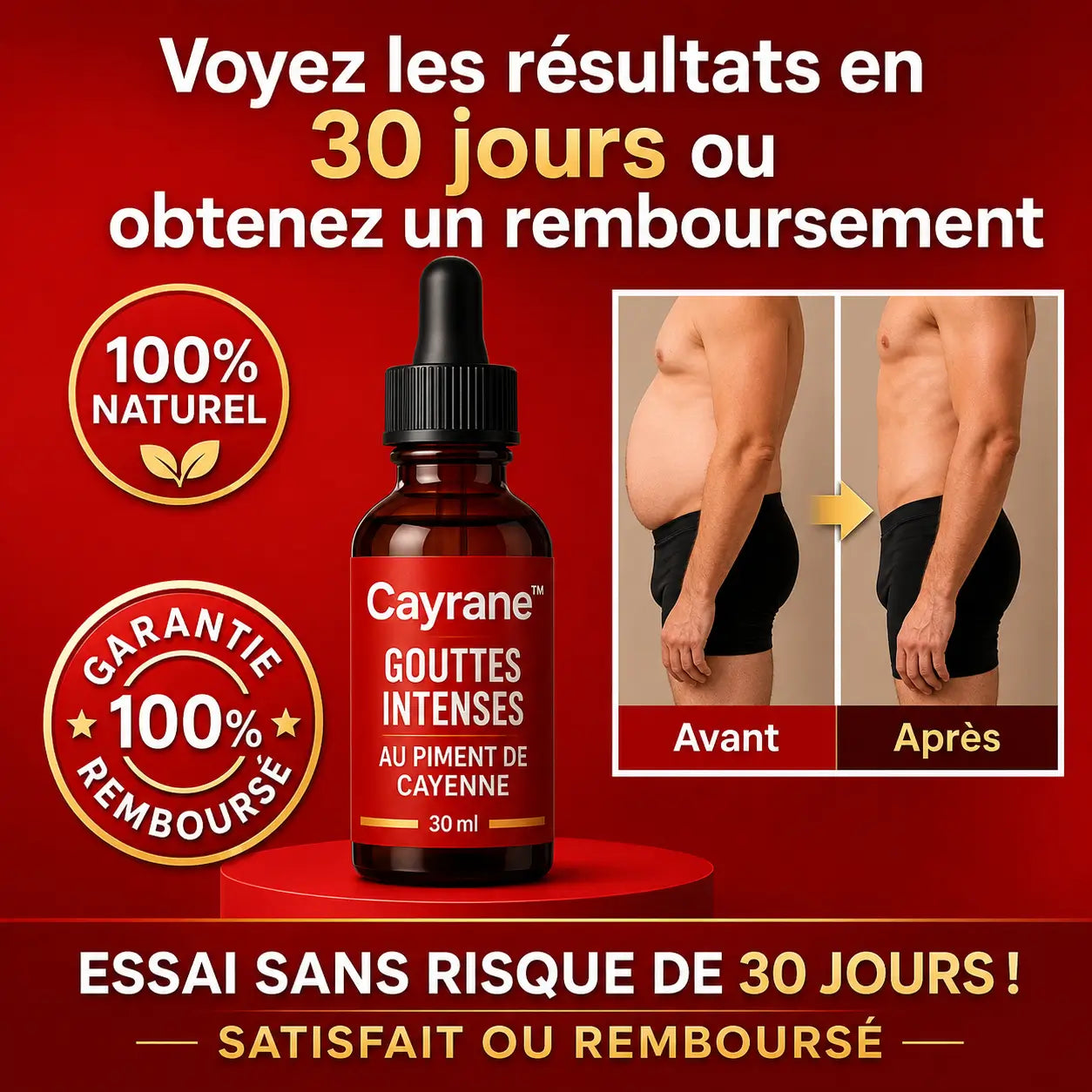 Cayrane™ Gouttes Intenses au Piment de Cayenne | Retrouvez une érection en 3 minutes chrono !